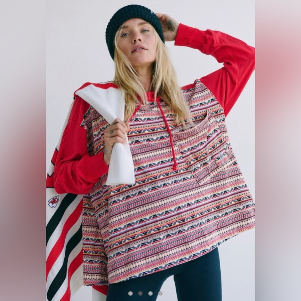FP Movement by Free People Red Patterned Hoodie
